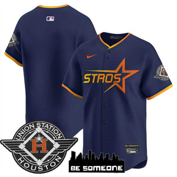 Men%27s Houston Astros Blank Navy 2025 City Connect Limited Stitched Jersey Dzhi